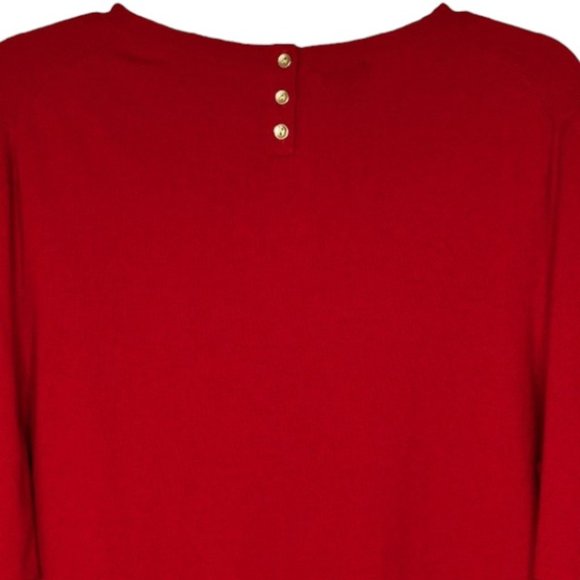 Talbots Lambswool Blend Back Button Sweater Bell Cuff - Red - XL - Picture 5 of 8